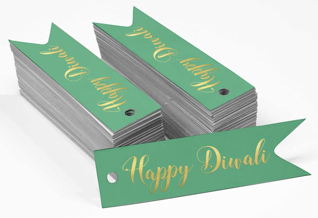 Inkdotpot Pack Of 100 Happy Diwali Favor Paper Tags Craft Real Gold Foil Hang