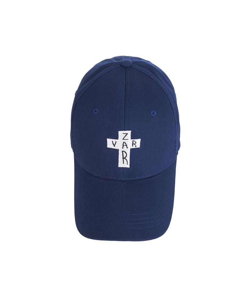 Bajal Black Cross Logo Oversized Buckle Cap Navy