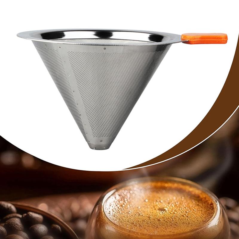 Kegelförmiger Kaffeetropfer Edelstahl Aufgießkaffeefilter Wiederverwendbarer Papierloser Tropffilter Heimkaffeemaschinen-Zubehör