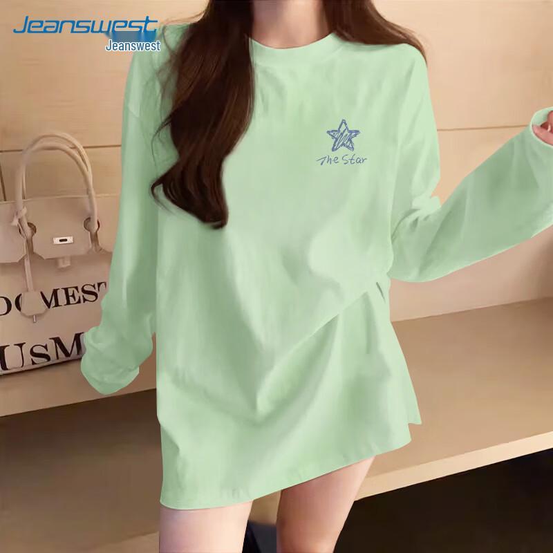 Jeanswest Women's Pure Cotton Long-Sleeve T-Shirt with Graphic Print