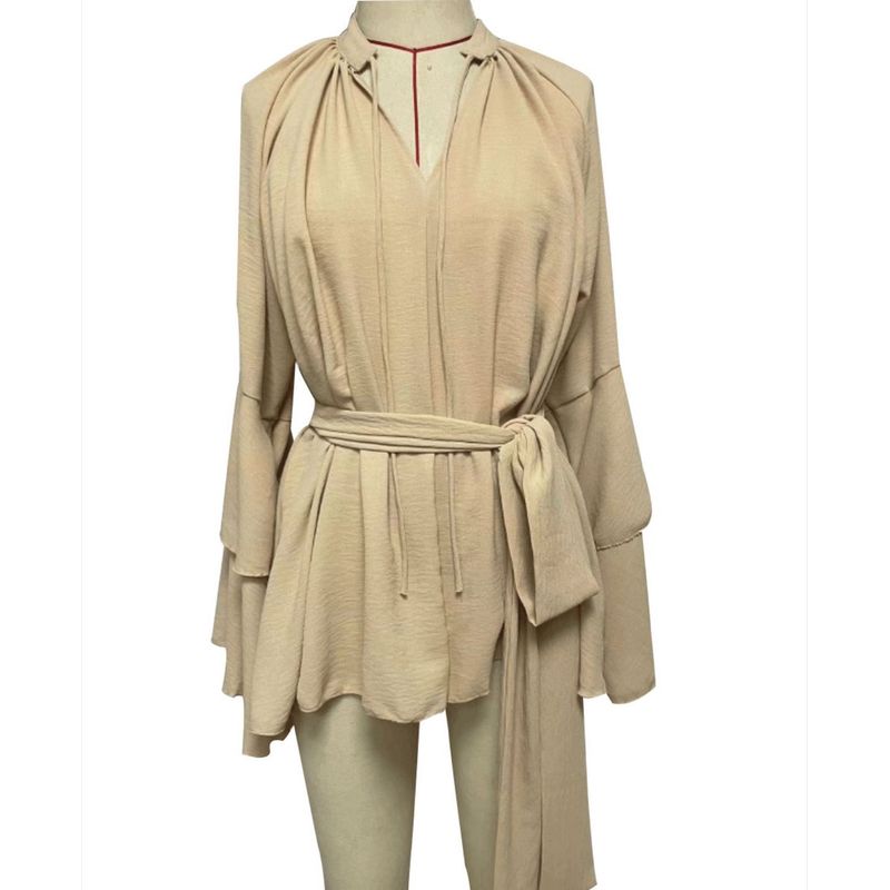 Western Style New Fashion Casual Loose Frill Short dress Lace up Dress Long Sleeve Dress