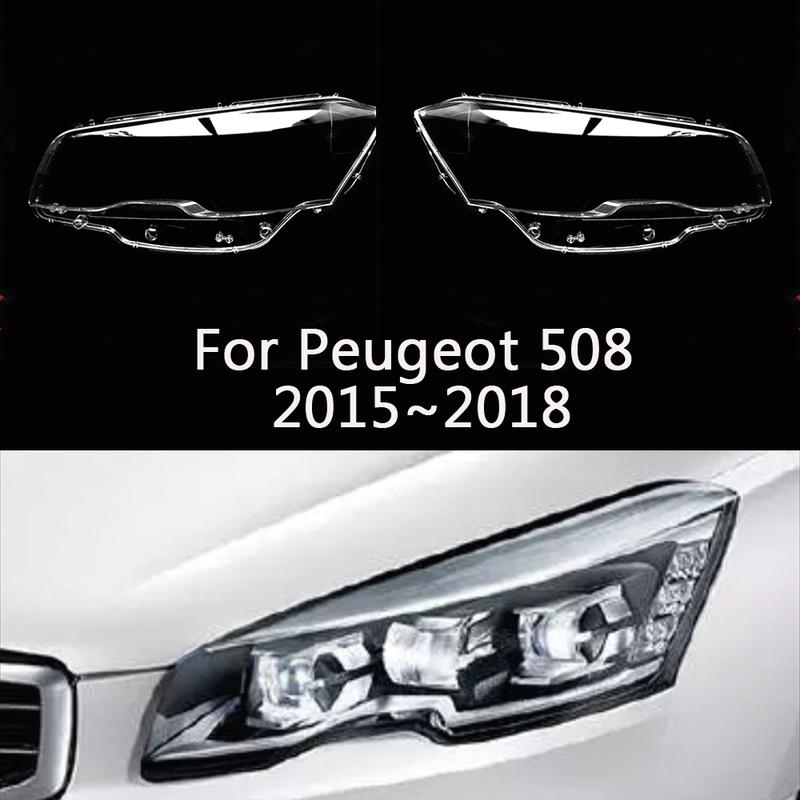 Couvercle de phare pour Peugeot 508 2015~2018 Couvercle de phare de voiture Lentille Verre Coque de phare Abat-jour Phare