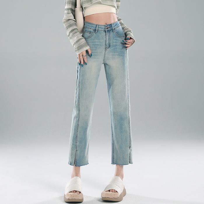 

Bagel-Style High-Waist Slim-Fit Cropped Jeans for Petite Women 2XL