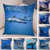 Federa per Cuscino Delfino Vita Marina Motivo Pesci Barriera Corallina Tessuto Morbido Studio Ufficio Casa Decorazione Federa