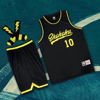 2 Peças Camisa de Basquete Slam Dunk para Meninos Meninas Tamanho S-3XL Preto Dourado Uniforme Escolar Camisa Aomine Daiki Roupa Esportiva de Basquete