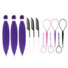 1/2/3 Sets 26-Inch Long Purple Hair Extension with Comb Bun Maker Hairdressing Tools Party Pre Stretched Straight Synthetic Hair Extension