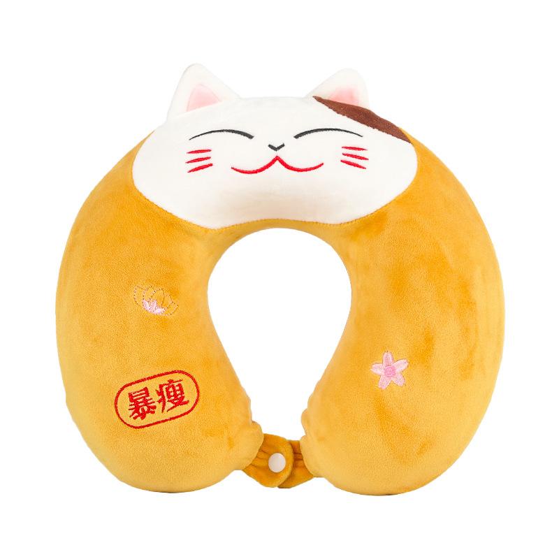 Cartoon U-Shaped Pillow Memory Foam Pillow Core Neck-Protecting Pillow for Airplane Car Travel Portable Office U-Shaped Pillow