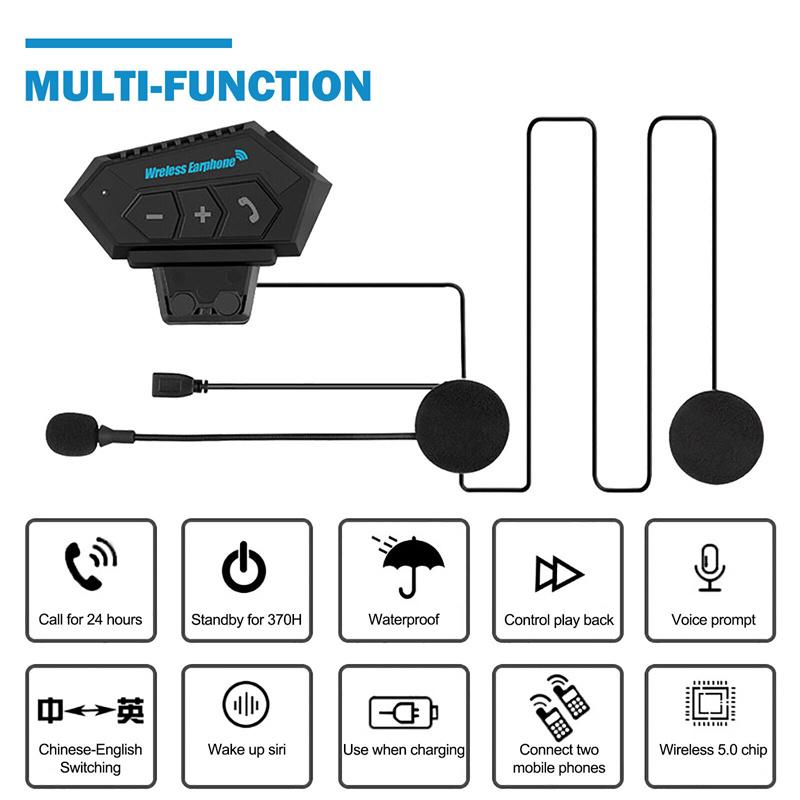 Zestaw słuchawkowy Bluetooth do kasku motocyklowego, bezprzewodowy zestaw głośnomówiący, stereofoniczny, wodoodporny, z głośnikiem do odtwarzania muzyki