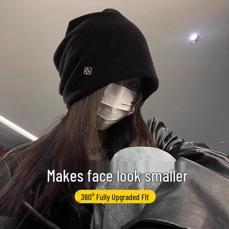 Pile Lazy Hat for Women: Warm, Stylish Korean Turban for Autumn & Winter, Perfect for Big Heads & Enhancing a Slim Face