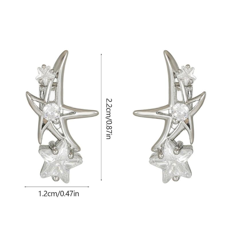 Sparkling Moon Star Earphone Clips Full Zircons Studded Crystal Designs Accessories Easy Installation for Decorations