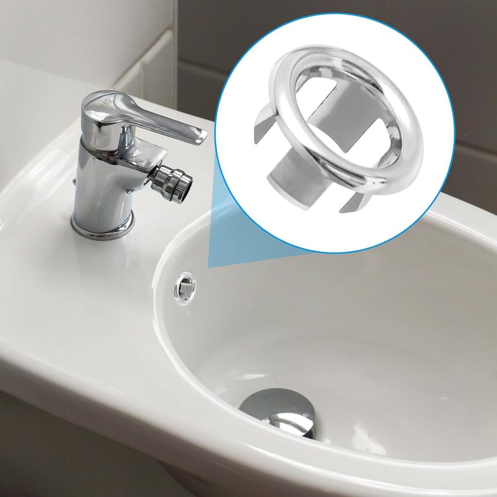 8Pcs Bathroom Kitchen Sink Overflow Ring,Bathroom Kitchen Sinks Basin Trim Cover Round Hole Insert In Caps,Hollow Ring Triangle Replacement Ceramic