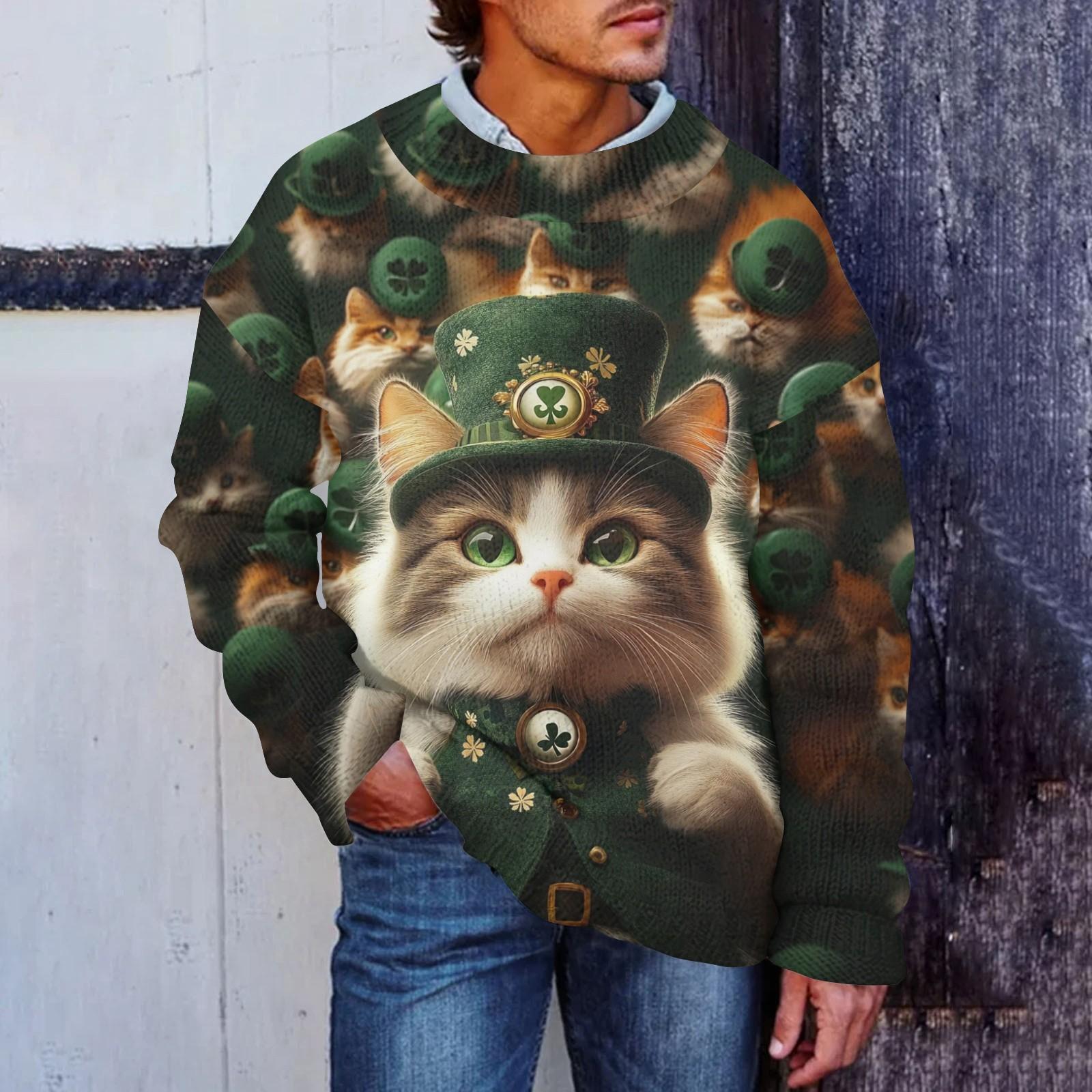 

Мужская мода повседневная с длинным рукавом St. Pacrit Gentle Printed Crewneck Woolen Imitation свитер Цветочный Crewneck Sweatshirt Loose Long Sleeves XL жёлтый