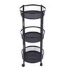 Carrito de Servicio Metálico Giratorio de 3 Niveles Multifuncional Plegable Redondo de Almacenamiento Carrito para Cocina
