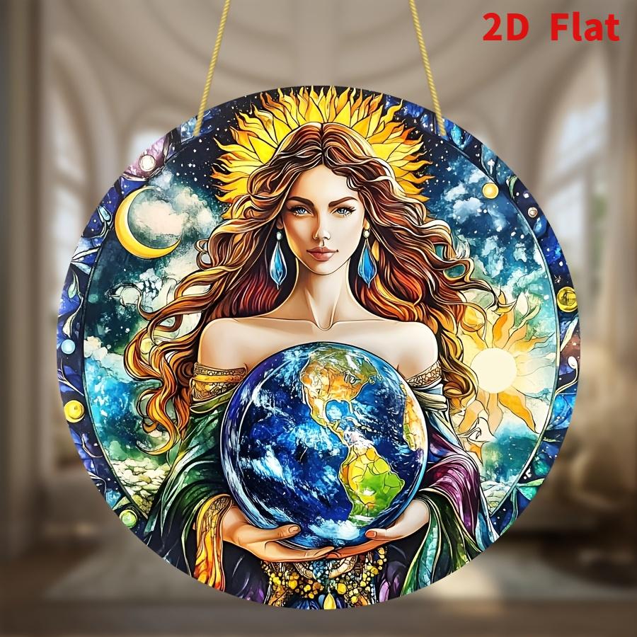 2D Flat Acrylic Goddess Gaia Decoration, No Need for Batteries/electricity, Unique Indoor/outdoor Decoration, Multi-purpose Traditional Style,