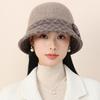 Autumn and Winter Hat Women's Retro Bucket Hat Middle-aged and Elderly Elegant Temperament Bow Mother Hat
