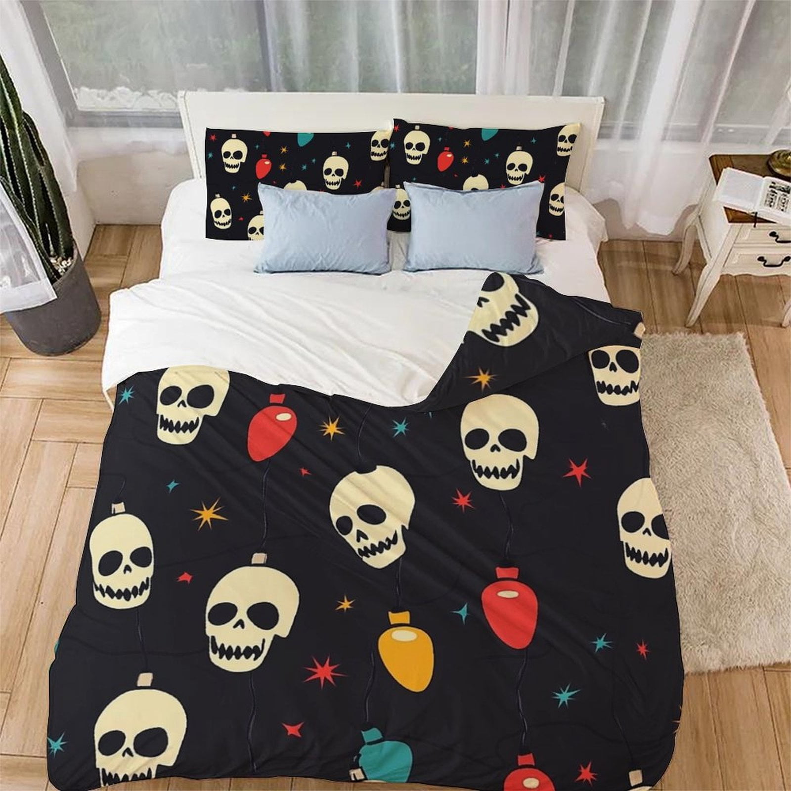 

Comforter Skull Printed Bedding Set Suitable Children S Kids And Adults Warm Soft Breathable And Comfortable Comforter (quilt)-EU Single(135*200cm)3pcs
