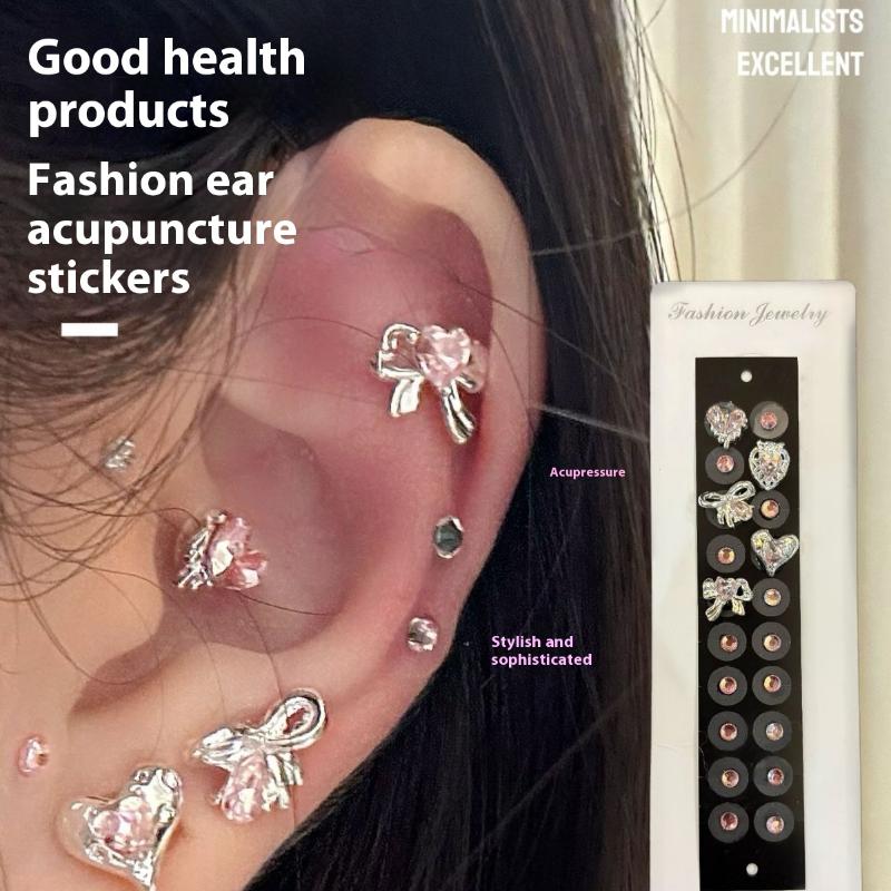 20Pcs/Sheet  Heart Bow  Ear Point Stickers Ear Pressure Stick Acupuncture Auricular Ear Stickers Massage