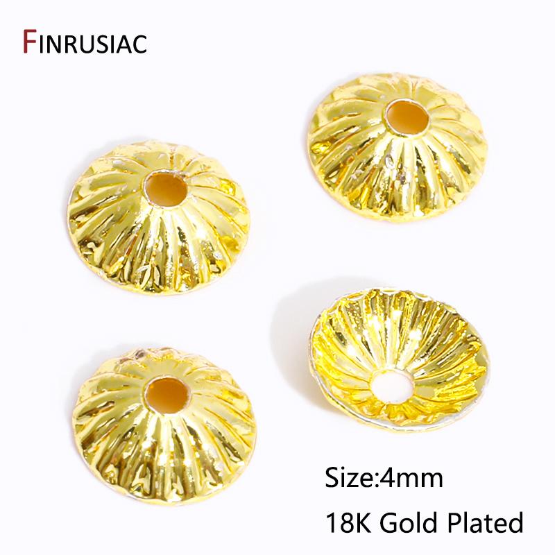 

20Pcs/Lot 14K/18K Gold Plated Brass Flower Beads Caps Hollow End Caps For Jewelry Making Accessories DIY Handicraft Findings 20 pieces