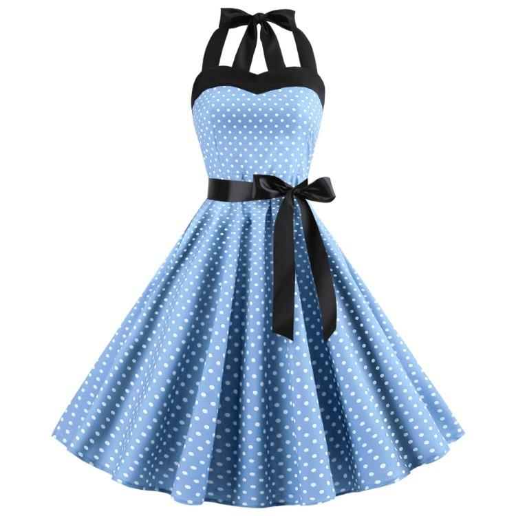 Summer Retro Spaghetti Strap Swing Dress Polka Dot Women Plus Size Available