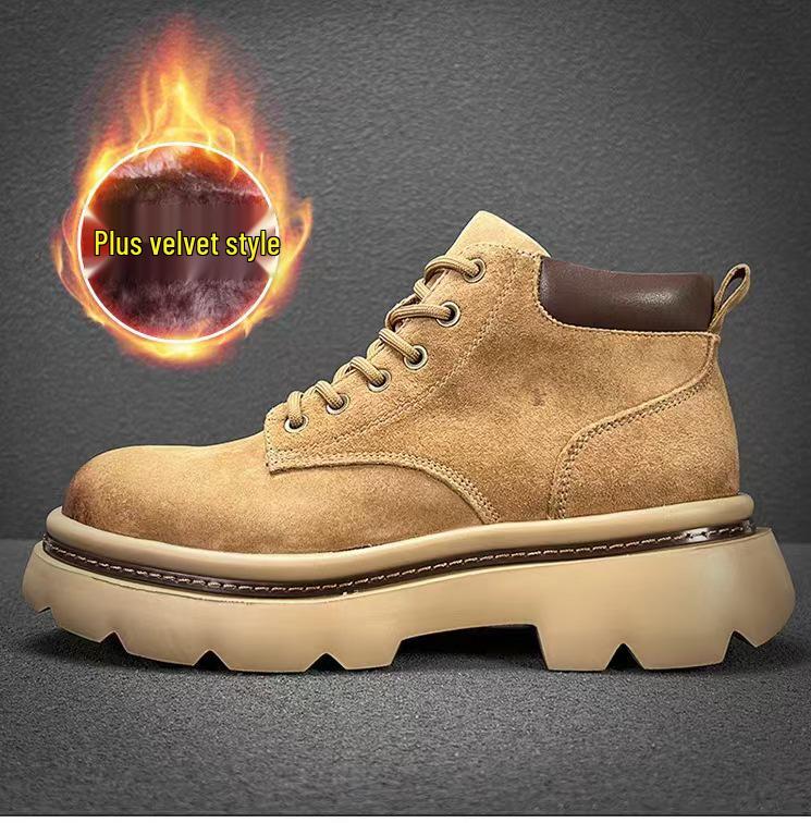 Men's Trendy Genuine Leather Martin Boots - Winter Cowhide Retro High-Top Casual Ankle Cowboy Boots.