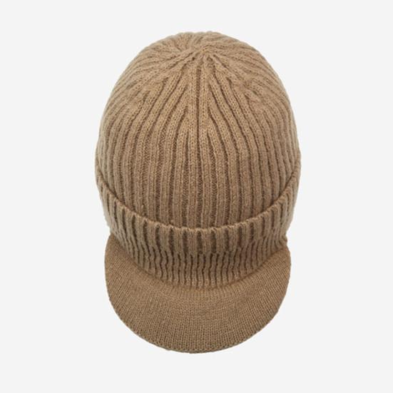 Winter Knitted Hat Solid Color Men Women Thickened Fleece Lining All-weather Hat Cold Weather Outdoor Headwear