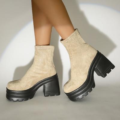Women Platform Ankle Boots Super High Heels Suede Chunky Shoes Winter 2025 Trend Casual Pumps Shoes Goth Party Cozy Botas Mujer