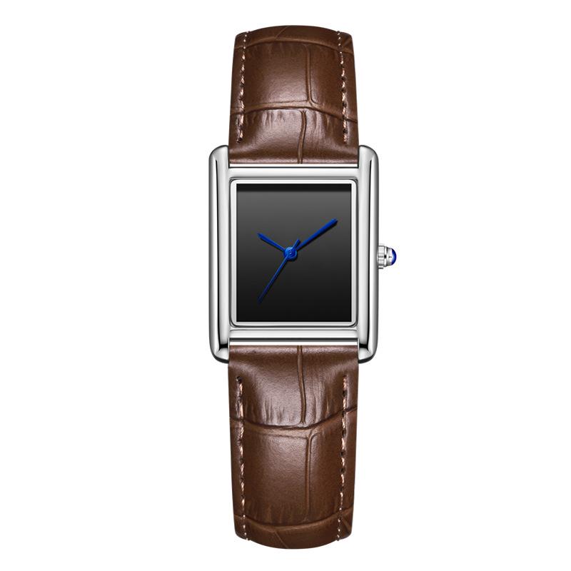 Leather Strap Square Quartz Couple Watches: Waterproof, Simple, Fashionable Design for Men and Women