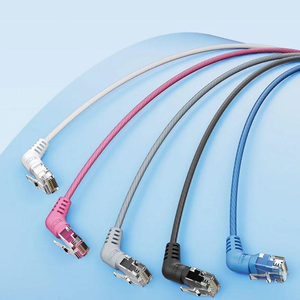 

Double Elbow Cat6A Ethernet Patch Cable Slim Cable Cat6 Internet Cable For Computer Router Laptop 0.5M білий