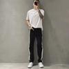 2023 Men's Autumn Trendy Loose Side Stripe Straight Jeans: Youthful Versatile Washed Wide-Leg Pants