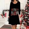 2025 Autumn & Winter Women's New Casual Crew Neck Dress 3D Christmas Pattern Ideal Halloween Christmas Gift