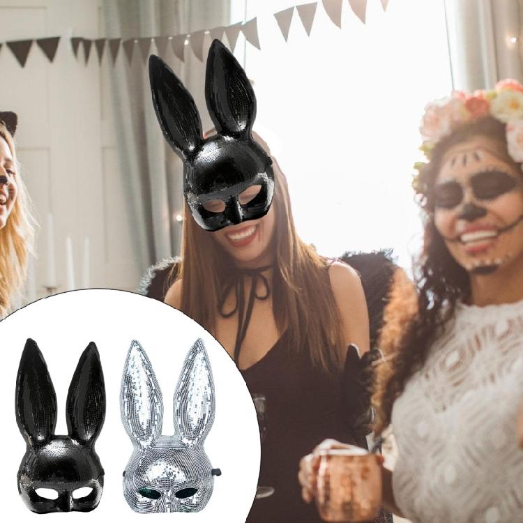 Festival Rabbit Face Mask with Elastic Headgears Realistic Rabbit Mask Rabbit Face Mask Costume for Adult Cosplays