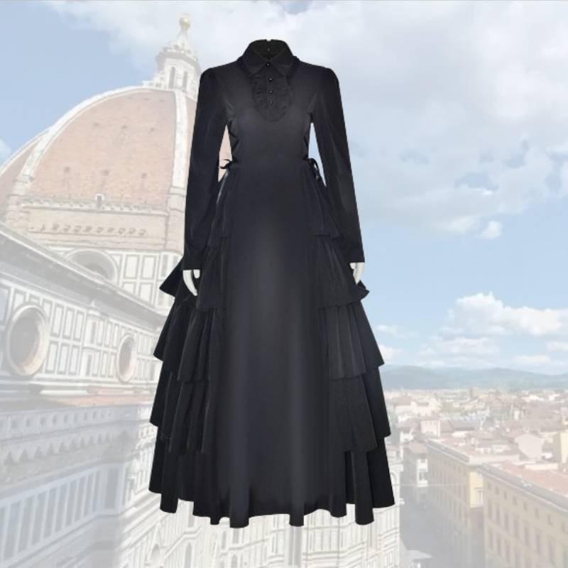 Victorian Medieval Halloween Renaissance Princess Dress Cosplay Costume Black