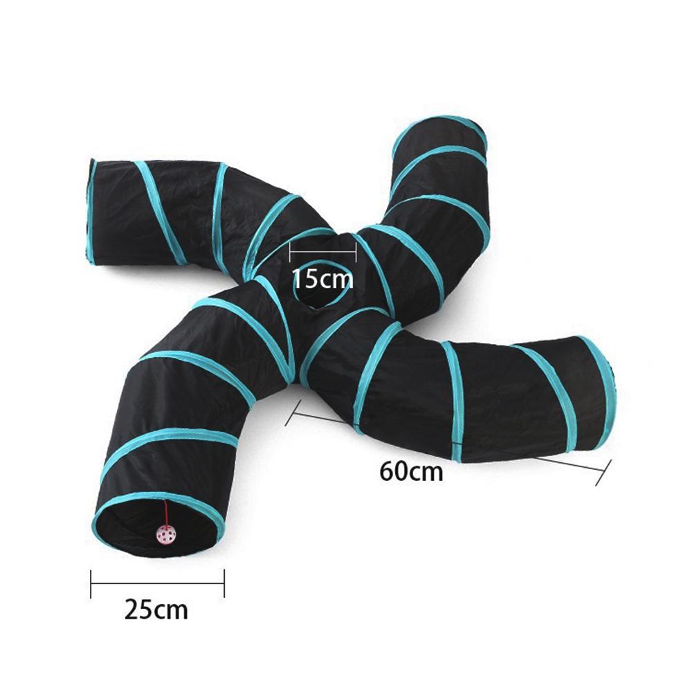 Indoor Cat Tunnel 4 Way Pet Play Tunnel Collapsible Tunnel Tube Kitty Tunnel Peek Hole Toy Pet Toys