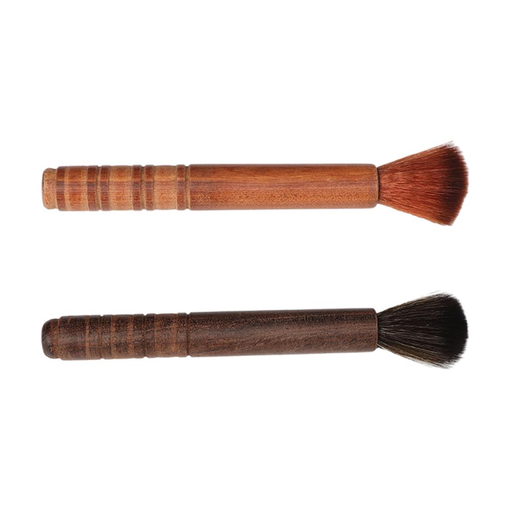 Set of 2 Ebony Teapot Brushes Ergonomic Handle Soft Bristles Brush for Teas Tray Safe and Effective Cleaning Tool