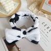 2/3pcs Cow patterned headband tied with polka dot cow horn wrist strap set for washing face headband cute