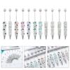 6pcs Rhinestones Fancy Pen Ballpoint Pen Smooth Writing Pen 1.0mm Glittering Beadable Pen Stationery Pen for School