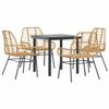 VidaXL 5pcs Garden Dining Set Brown Poly Rattan Glass 3334542