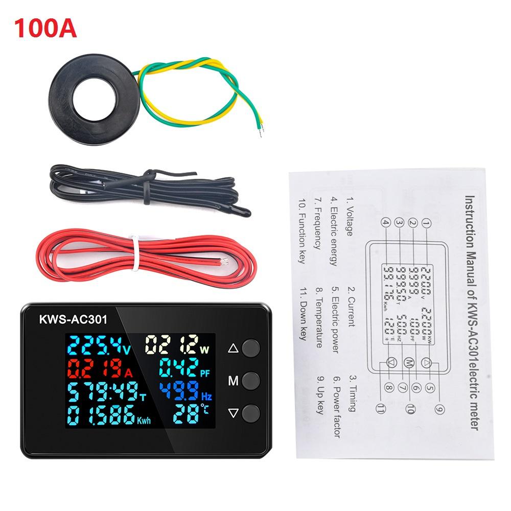KWS-AC301 Wattmeter Power Meter Voltmeter AC 50-300V Voltage 50-60HZ Power Analyzers LED AC Electricity Meter 0-20/100A Detector