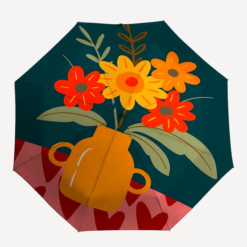 

1pc Flower Bouquet Vase Automatic Folding Umbrella - Compact 8-Rib Design, Durable Plastic & Iron, Festive Gift, Compact Umbrellan018