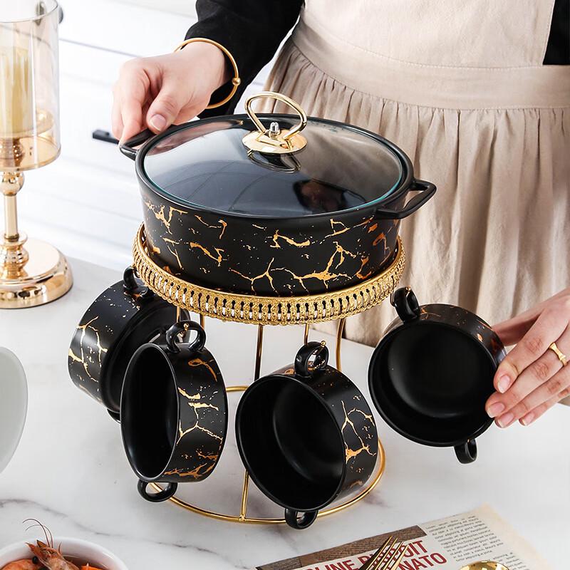 Qianxing Keramik Marmor Suppentopf Set