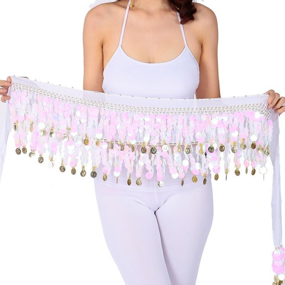 Belly Dance Belt Women Belt Skirt with Gold Color Coin Hip Scarf Fashion Waist Chain  Show Costumes