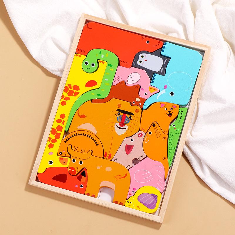 Children s 3D Wooden Ocean Animals Jigsaw Puzzle – Educational and Creative Cognitive Matching Toy