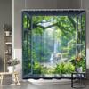 Shower Curtain: Window To a Serene Forest Waterfall for a Tranquil and Nature-Inspired Bathroom Decor