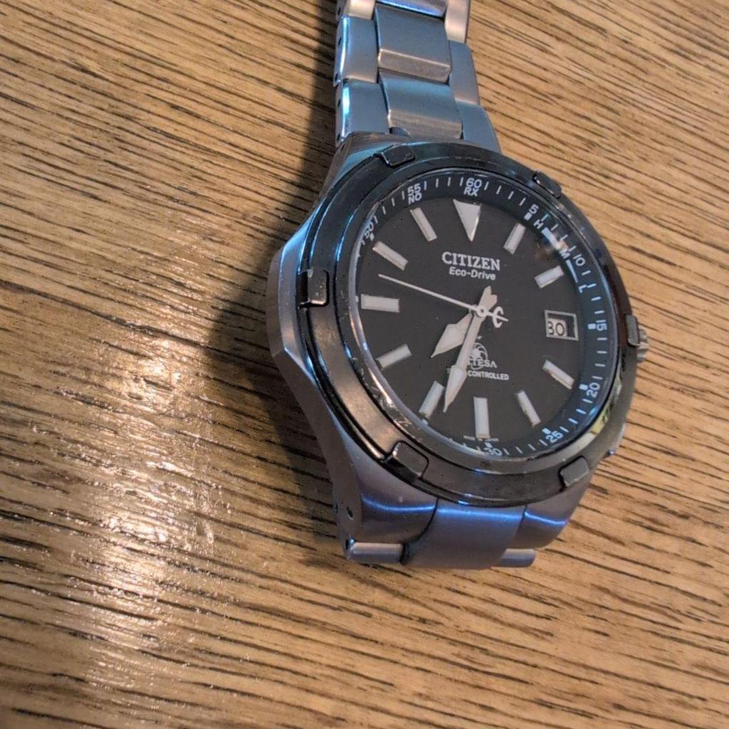 Used "Black Titanium" CITIZEN ATTESA Eco-Drive Radio Clock