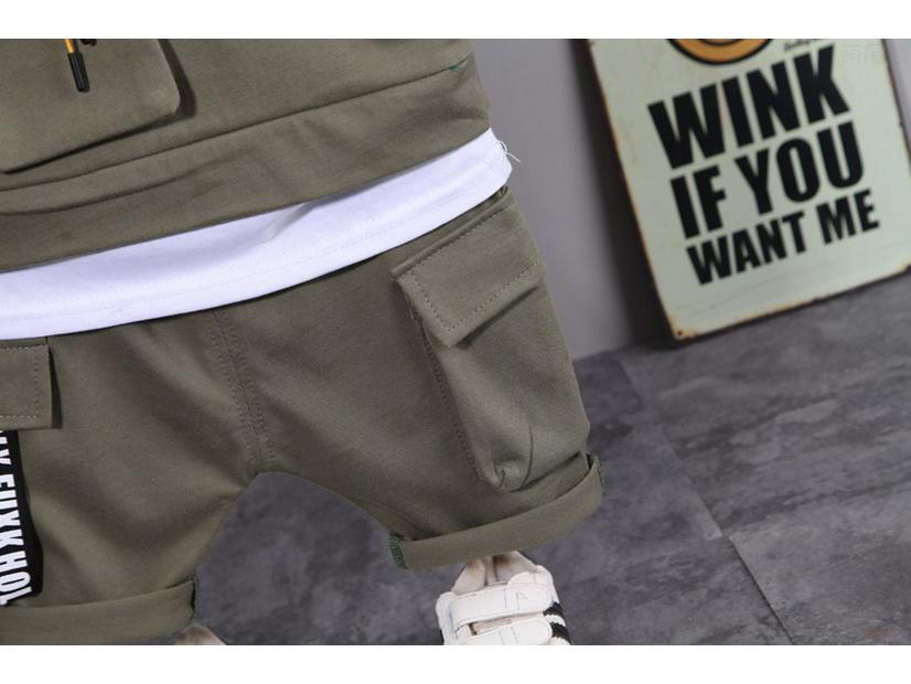 Boys' Summer Patchwork Outfit: Round Neck Short Sleeve Top & Shorts Set (0-4 Years)