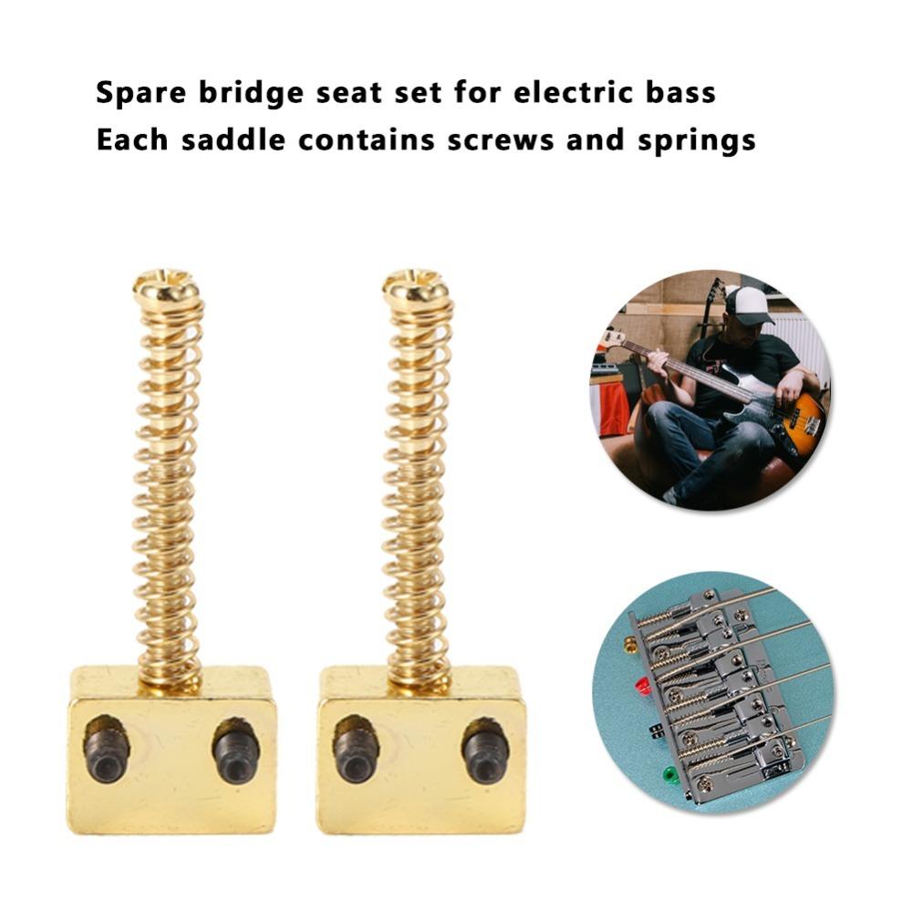 5PCS Pontes de Metal para Baixo Prateado/Dourado Substituição para Baixo Elétrico Kits de Guitarra Elétrica para Baixo