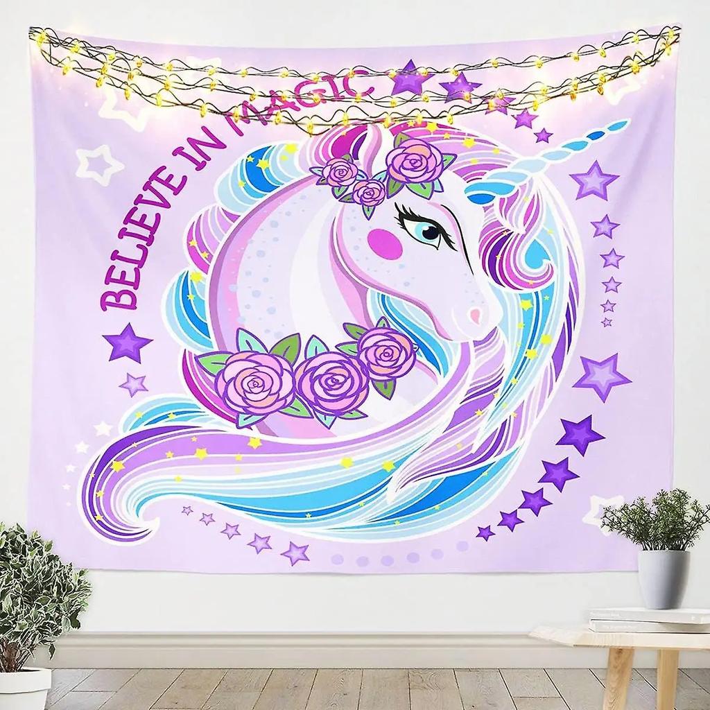 Unicorn Print Tapestry Wall Hanging Cute Cartoon Unicorn Tapestry Asthetic Home Decor Tapestry Wall Hanging for Kids Girls Room