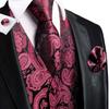 Mens Formal Wedding Waistcoat Solid Floral Suit Vest Slim Tuxedo Silk Tie Set
