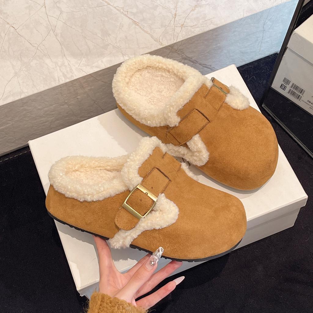 Round head retro thick-soled velvet cotton shoes women's new autumn and winter warm outer wear non-slip fluff