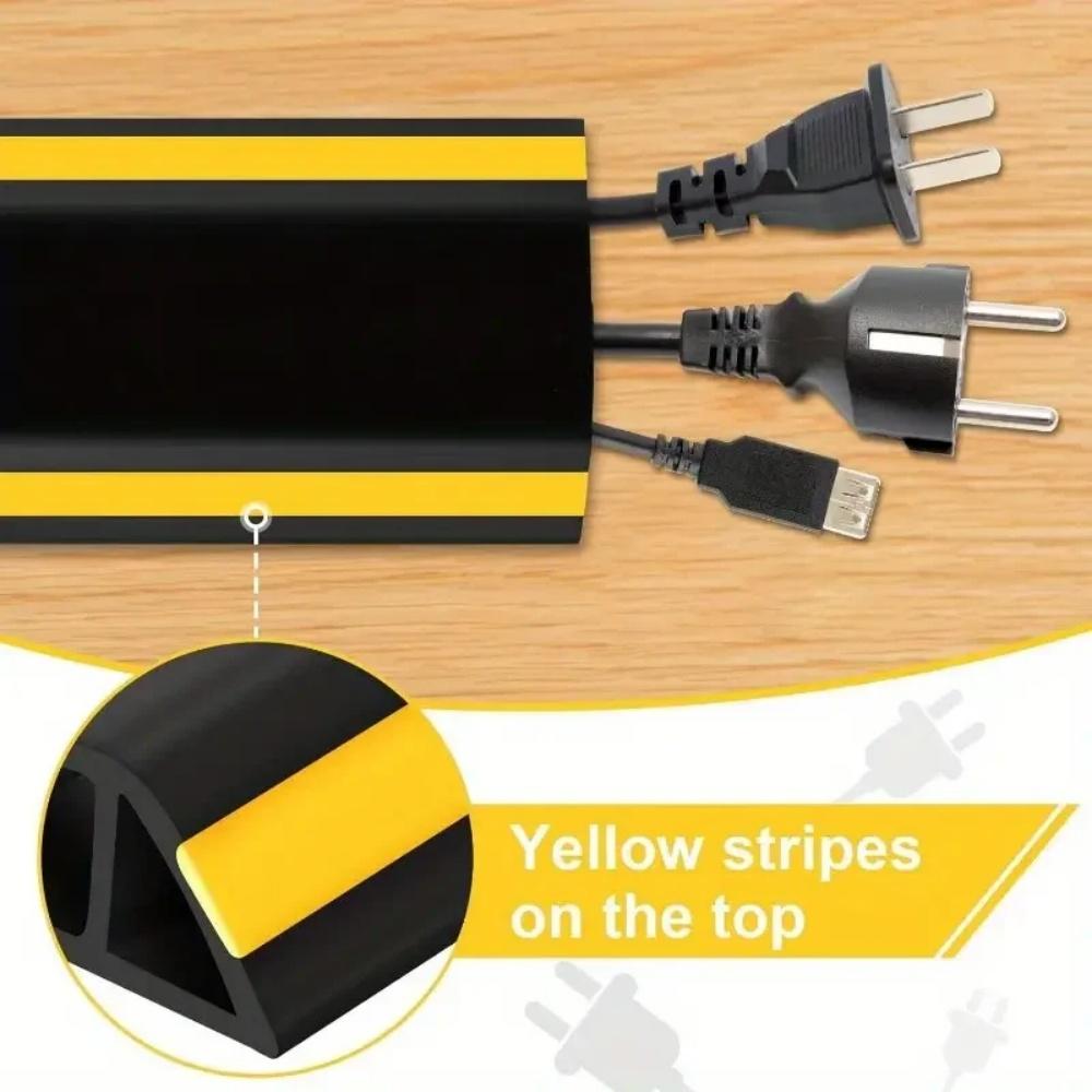 1pc 118.11inX1.57in Floor Cable Cover PVC Cord Protector Hider Power Cable Sleeves Wall Electric Wire Duct Slot Cable Manage